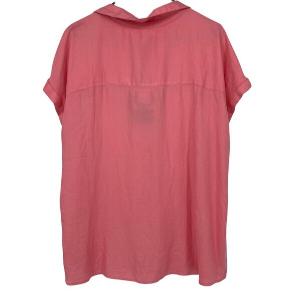NEW GAP Short Sleeve V Neck Blouse Pink Size Small Relaxed Lightweight Fit - Picture 2 of 4